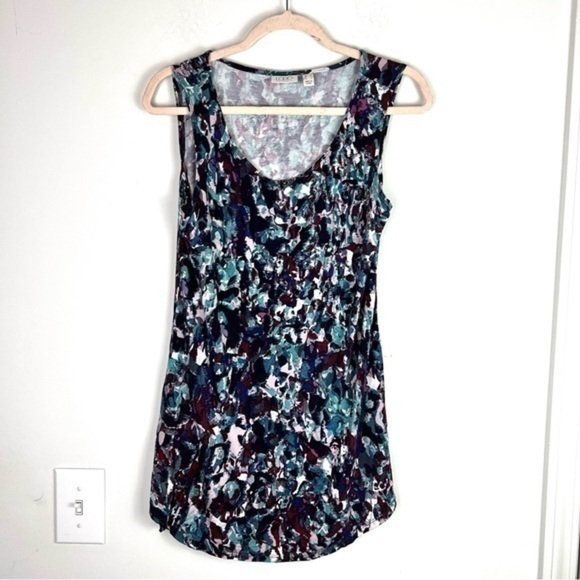 LOGO Lori Goldstein Top womens size medium sleeveless paint splatter pattern - Picture 1 of 8